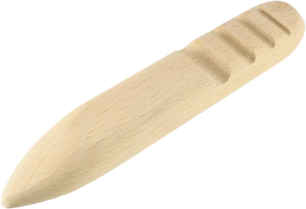 uxcell Wood Leather Craft Tool Round Wood Edge Slicker Burnisher Rounding Tool Set for DIY Leather Working (Flat Shape)
