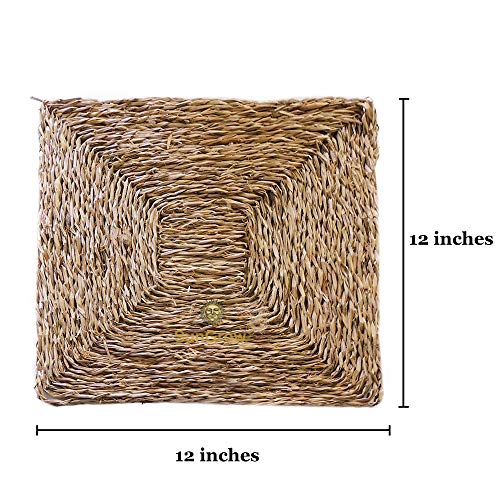 SunGrow Seagrass Rabbit Mat, 12x12 Inches, Edible, Handmade, Hay Mat