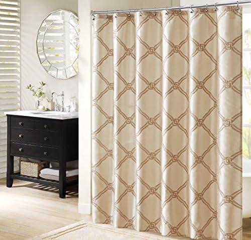 Bombay BM70-937 Teramo Embroidered Shower Curtain, 72 x 72", Ivory