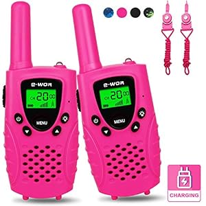 Image of E-WOR Walkie Talkies for Kids Rechargeable, 4 Miles Range 22 Channels 2 Way Radios with Flashlight and LCD Screen, Best Kids Walkie Talkies for Boys and Girls, 2019 Toys for 3-12 Year Old Kids