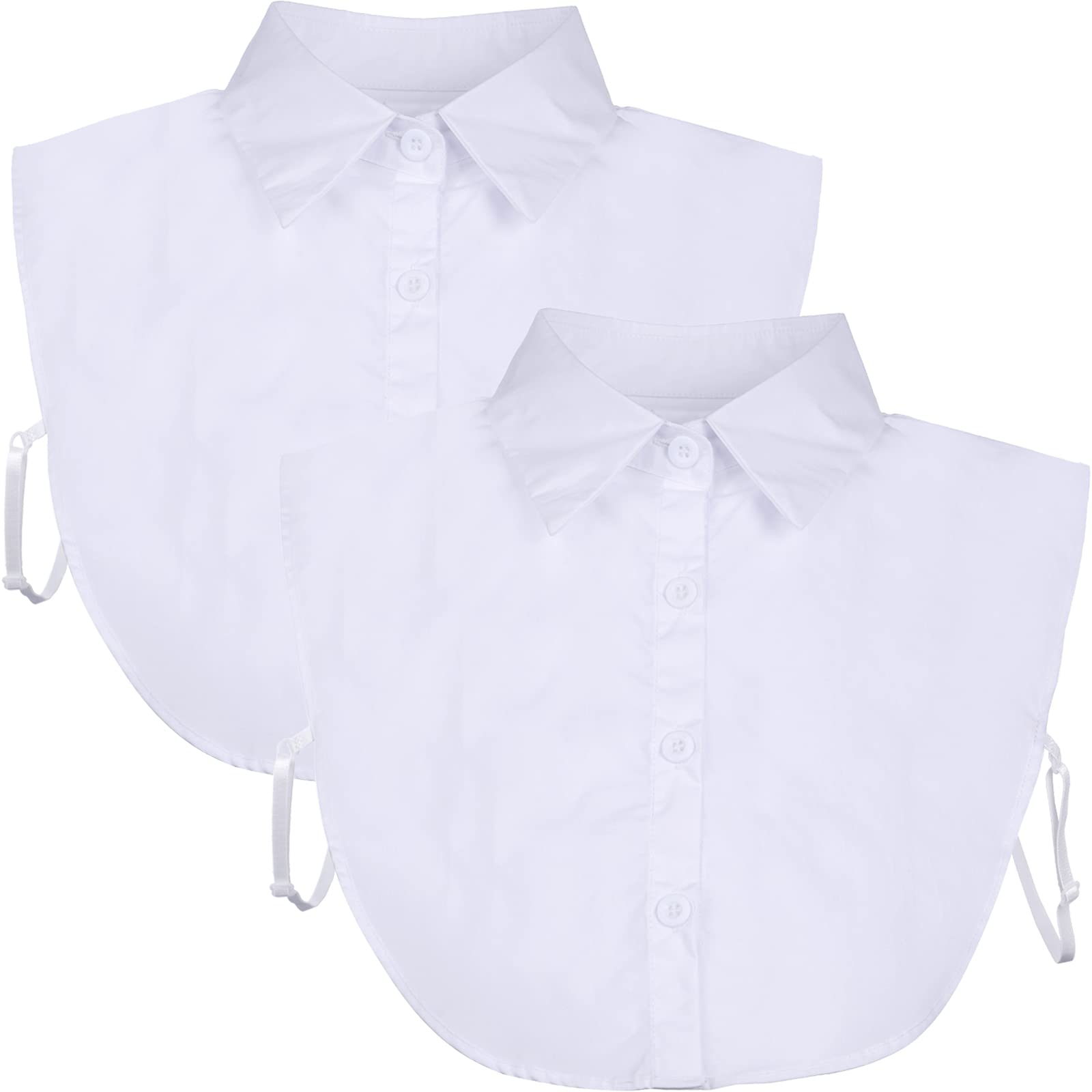 Tatuo 2 Pieces Fake Collar Detachable Blouse Dickey Half Shirts for Women Favors (Large, White)