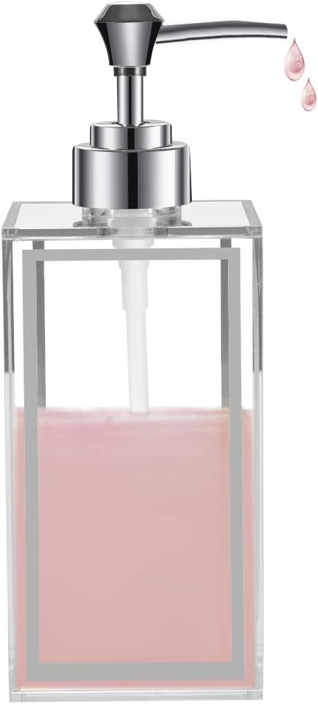 FEMELI Acrylic Soap Lotion Dispenser Bottle for Liquid Soap Hand Sanitizer with Pump in Kitchen or Bathroom Countertop,17 Oz/500ML