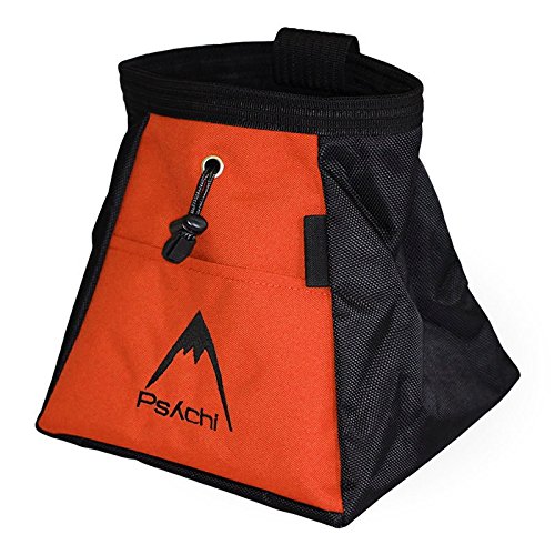 Psychi Chalk Bouldering Bucket Stand Bag for Rock Climbing with Front and Rear Zip Storage