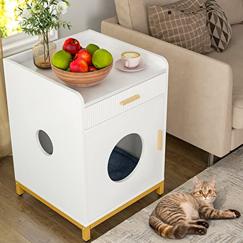 Tribesigns Cat Litter Box Enclosure with Storage Drawer, Hidden Litter