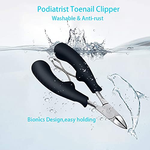 Toenail Clippers for Ingrown Toenails, Podiatrist Toe Nail Clippers for Thick Nails Heavy Duty Nail Clippers for Seniors Ingrown Toenail Tool with Glass Nail File