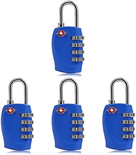Newtion Warehouse 4 Digit Combination TSA Lock - TSA Lock For Luggage Best TSA Approved Lock For Travel Safety and Security-4 Pack -6 Color -Blue