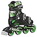 Roller Derby Boy's V-Tech 500 Button Adjustable Inline Skate, Black/Green, Size 6-9