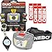 NEBO 250 Lumen Duo Headlamp LED Spot Light Flood Light Red Mode with 6 Nebo AAA Batteries and Lumintrail Keychain Light
