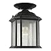 Sea Gull Lighting 60029-746 Kent One-Light Outdoor Semi-Flush Convertible Pendant with Clear Seeded Glass Panels, Oxford Bronze Finish