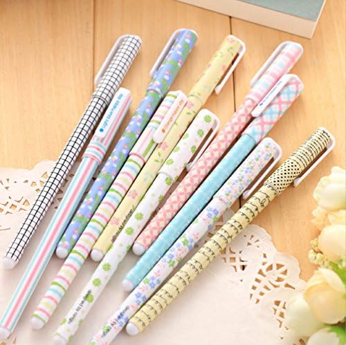 GMissT Colorful Gel Ink Pen Watercolor 0.38 mm Korean Cartoon Rollerball Pens Pack of 10 Flower Pattern