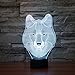 SUPERNIUDB Animal Wolf Decor 3D Night Light Table Desk Optical Illusion Lamps 7 Color Changing Lights