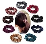 9 Pieces Velvet Hair Scrunchies, Soft Hair Bands Headbands Set, Hair Bobbles Elastics Hair Ties for Women Girls, Ponytail Holder Hair Accessories, 9 Colors
