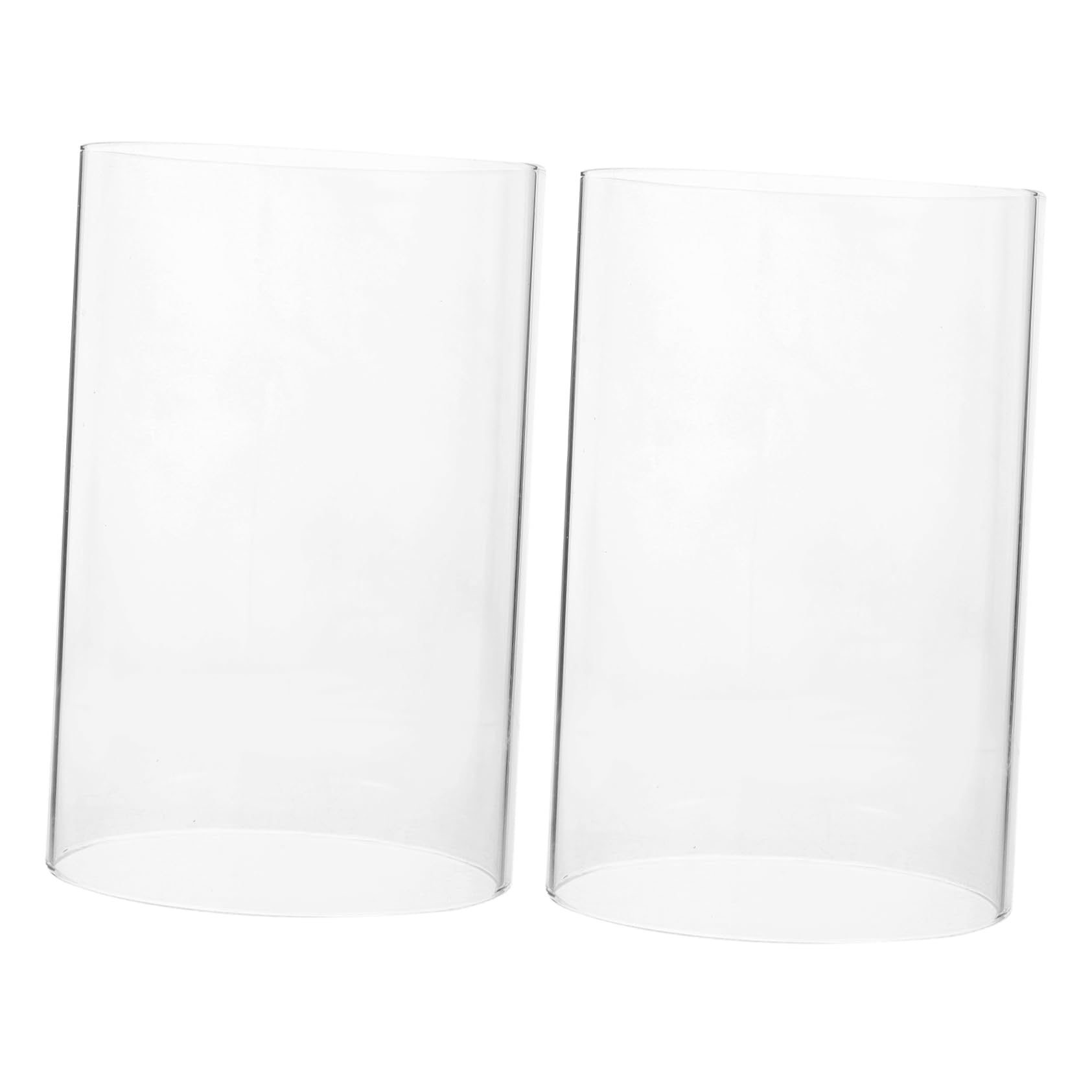Steam Cleaner Glass Lamp Shade 2Pcs Candle Chimney Candle Holder Cover Clear Open Ended Transparent Glass Holder Tube Shade Flame Chimney Tube Cover 15x10cm