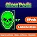 PartySticks Glow Pods Halloween Stickers - Glow in The Dark Puffy Stickers w/ 8 Monster Stickers and Adhesive Pads
