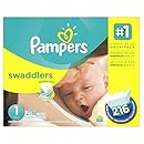 Pampers Swaddlers Disposable Diapers Newborn Size 1 (8-14 lb), 216 Count, ECONOMY PACK PLUS