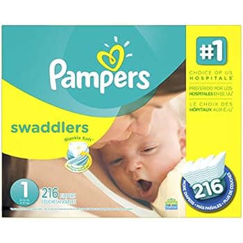 Pampers Swaddlers Disposable Diapers Newborn Size 1 (8-14 lb), 216 Count, ECONOMY PACK PLUS
