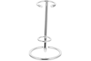 NULYLU Crystal Energy Stone Display Stand Hexagonal Silver Pedestal Small Size Mineral Holder for Rock