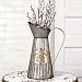 CTW 770006 Vintage Inspired Decorative Tall Pitcher With Handle For Artificial Dried Flowers or Kitchen Utensils, Tapered Galvanized Metal, Rustic Farmhouse Style Home Decor, Gray and Brown
