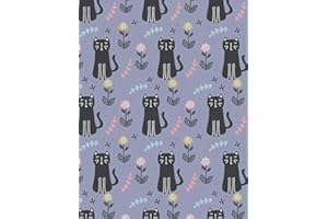 Low Vision Notebook: Blank journal with bold lined paper in floral cat pattern for visually impaired, elderly, or young children