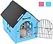 ROYAL CRAFT WOOD Dog House Crate Indoor Kennel for Small Dogs, Pet Home with Door and Bed Mat (BLUE)