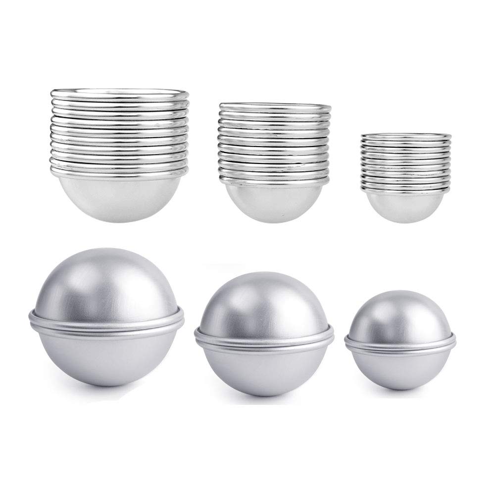 Bath Bomb Mold Set 30 Pieces DIY, Craft Projects, 3 Size Bath Bombs(1.8 inch, 2.2 inch, 2.4 inch), Poualss