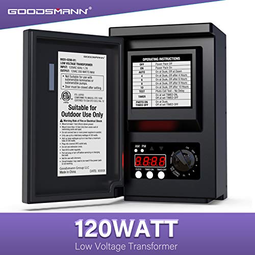 GOODSMANN Low Voltage Transformer 120W Outdoor Lighting Transformer for
