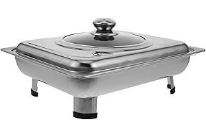 Uonlytech Stainless Steel Buffet Tray with Removable Legs and Cover, Square Chafing Dish Catering Pan 36x27cm
