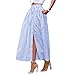 Lalagen Women's Striped Front Slit Ankle Length Button Front High Waist Maxi Skirt