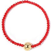 SHINUS BOHO Gold Statement Beaded Strand Couples Bracelets for Women,Stackable Charm Red String Boho Beads Friendship Fashion Jewelry Gift for Her Birthday Valentines Day.