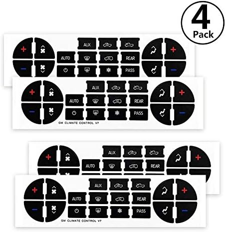 Miji AC Button Repair Kit with GM Vehicles, Climate Control Button Stickers Decals Compatible Chevrolet Silverado/Suburban/Tahoe/Traverse, GMC Sierra/Yukon, etc. (19 buttons 4 pack)