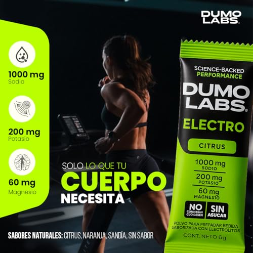 DUMO ELECTRO | Electrolitos Orales en polvo sin azucar | Suplemento Deportivo Premium para Hidratación con Sodio, Potasio y Magnesio | Electrolitos para Energía, Rendimiento y Recuperación | Citrus | 30 Porciones (30 pack, Citrus
