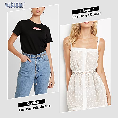 Ladies Rhinestone Belt Cute Fashion Crystal Waist Chain for Dress Shiny Golden Chain Belt for Women and Girls Summer Beach Belly Waist Chain