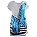 Women Summer Ice Silk Short Sleeve Loose Fit Butterfly Print Tunic T-shirts Tops