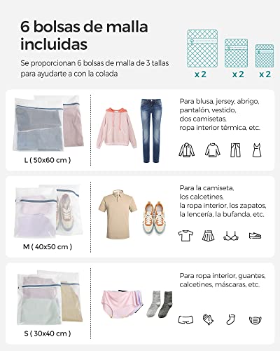 SONGMICS Cesto de la Ropa,130 L,Cesto de Lavandería,Tejido a Mano,con Compartimentos Separados,con Tapa y Asas,Ratán Sintético,Plegable,Bolsa de Forro Extraíble,Gris MLCB253G01.