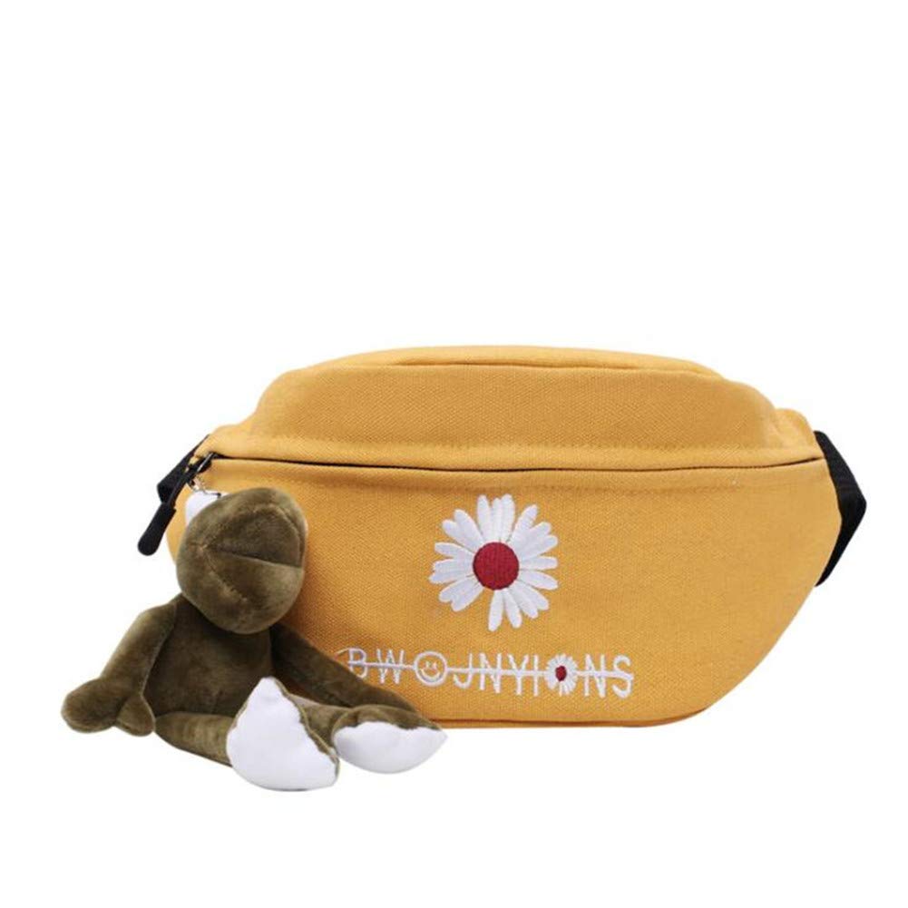 Small Daisy Wild Waist Bag CHEPL Canvas Chest Bag Flower Shoulder Bag Female Bag Casual Daily Sturdy and Durable Multifunctional Travel Lady Shoulder Bag