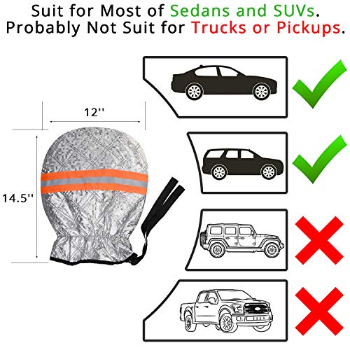 Supernova Universal Car Side Mirror Cover, Windshield Side View Mirror Covers for Ice Snow and Frost Guard, Fit for Most of Cars, Mid-Size Vehicles, Minivans, SUVs - New (1 Pair) - Thumbnail 2