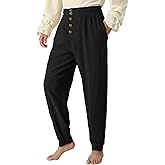 JIEFULL Pirate Pants Mens Renaissance Medieval Pant Ren Faire Viking Trousers with Retro Buttons
