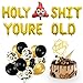UTOPP Birthday Decoration Gold 16 INCH Holy SHT You're Old Balloons Banner Flash Acrylic Happy Birthday Cake Toppers Black Gold Balloons Funny Birthday Party Supplies for 21st 30th 40th 50th