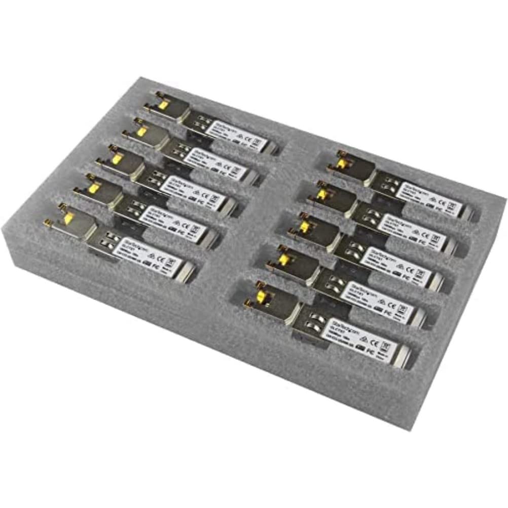 StarTech.com Cisco GLC-T Compatible SFP Module (10 Pack) - 1000BASE-T - SFP to RJ45 Cat6/Cat5e - 1GE Gigabit Ethernet SFP - RJ-45 100m - Cisco Firepower, ASR920, IE2000 (GLCT10PKST)