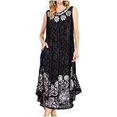 Sakkas Starlight Second Caftan Tank Dress/Cover Up Tie Dye Womens Beach Kaftan