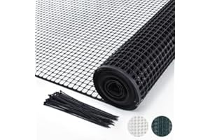POTATOLIFE Plastic Hardware Mesh Netting, Temporary Fence, Tree Guards, Staircase Banister, Animal Barrier, Garden Netting, Poultry, with 50 Zip Ties (Black, 4' x 75')