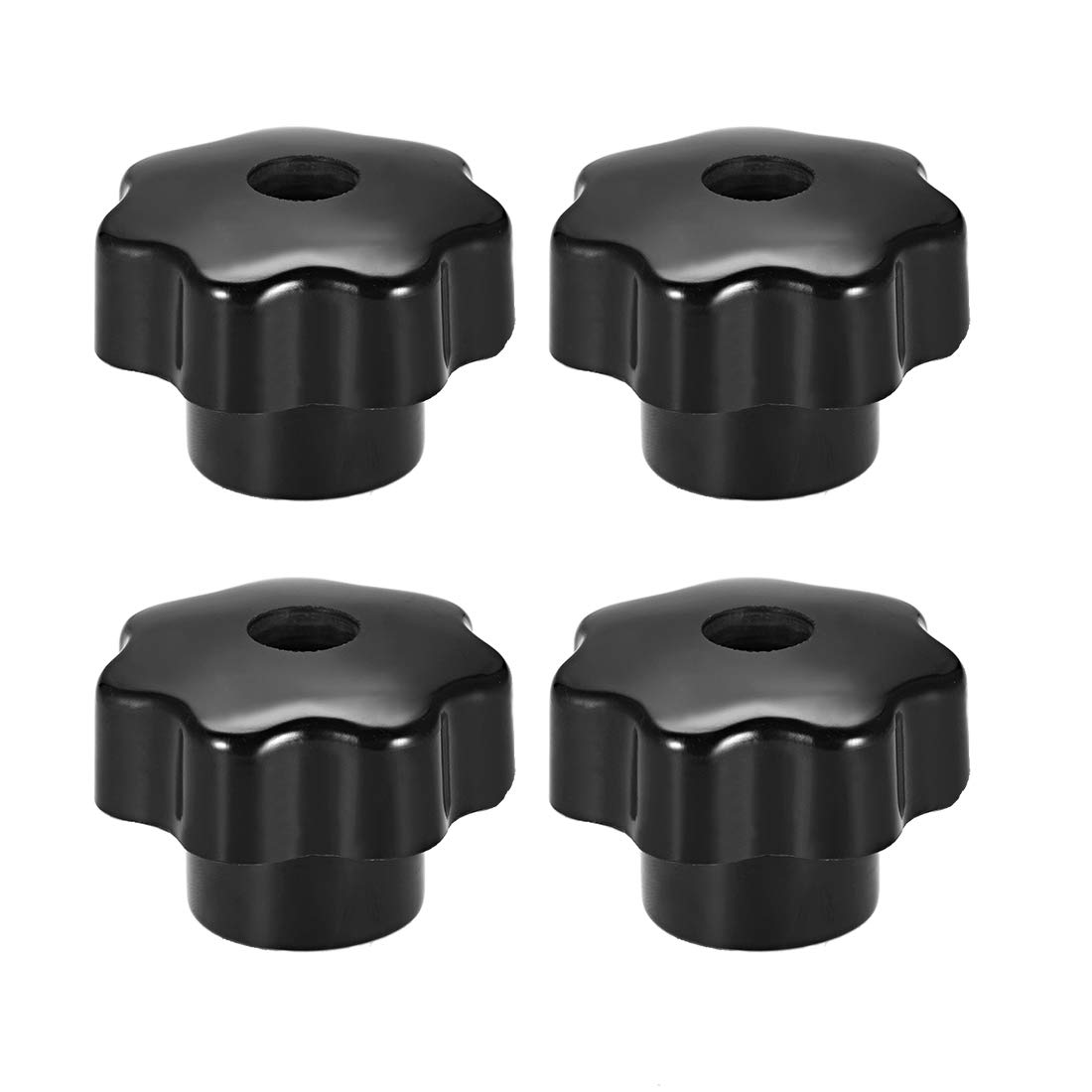sourcing map 4 Pcs Star Knob Grip Handle M8 Diameter Brass Insert Female Thread Bakelite Black