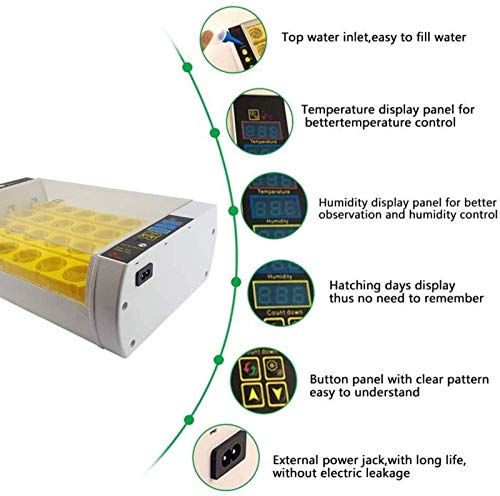 LYRONG Inkubator, Vollautomatische Brutmaschinen, Automatisches Eierdrehen, Temperatur und Feuchtigkeitsregulierung, für… – Bild 6