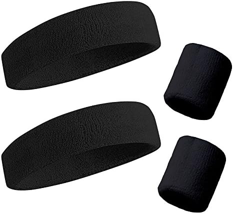 Headband,Hentek Sweatband Wristband Cotton for Men women Kids Running Basketball Cycling Tennis Football Basketball Sports