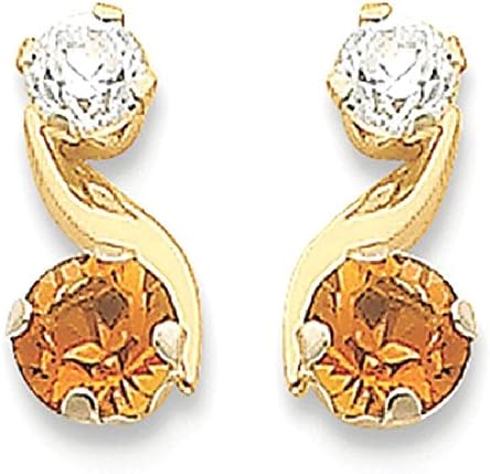 IceCarats 14k Yellow Gold Synthetic Citrine Nov Post Stud Earrings