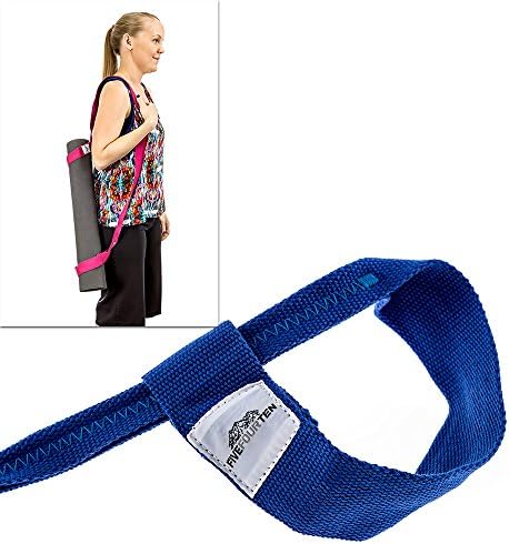 Long Yoga Mat Strap for carrying Thick Yoga Mats of any kind. Replaces Yoga Mat bags and prevents bacteria growth (Lifetime Warranty &amp; Money Back Guarantee Included) - FiveFourTen - Blue