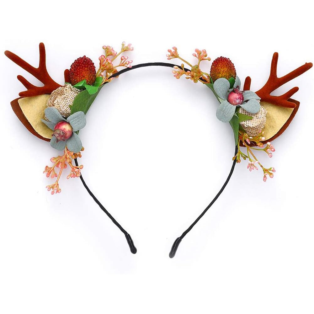 Christmas Deer Antlers Headbands Elk Deer Animal Horns Hair Band Hair Piece Halloween Xmas Cosplay Costume Hair Accessories for Women