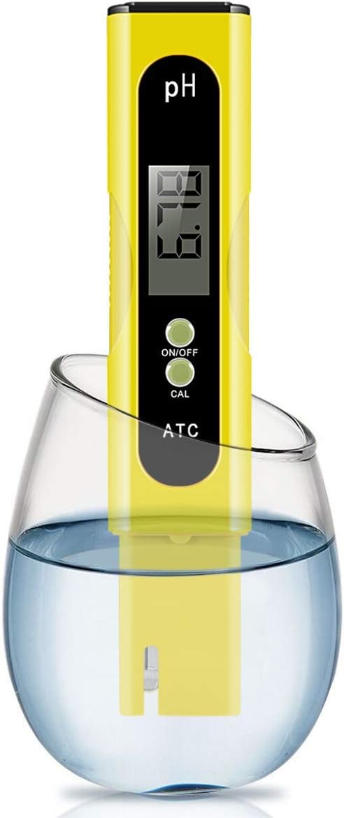Digital PH Meter, Wellcows PH Meter 0.01 PH High Accuracy Water Quality Tester with 0-14 PH Measurement Range for Household Drinking, Pool and Aquarium Water PH Tester Design with ATC (Yellow) …