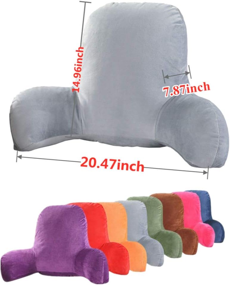 Finebaby Backrest Pillows for Bed with Arms,Plush Big Backrest Reading Rest Pillow Bed Adult Backrest Lounge Cushion Back Support,T-Shape Reading Lumbar Cushion Pillows (S:20.47x14.96x7.87, Grey): Home & Kitchen