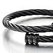 Mens Boys Black Twisted Cable Cuff Bangle Bracelet Stainless Steel Polished